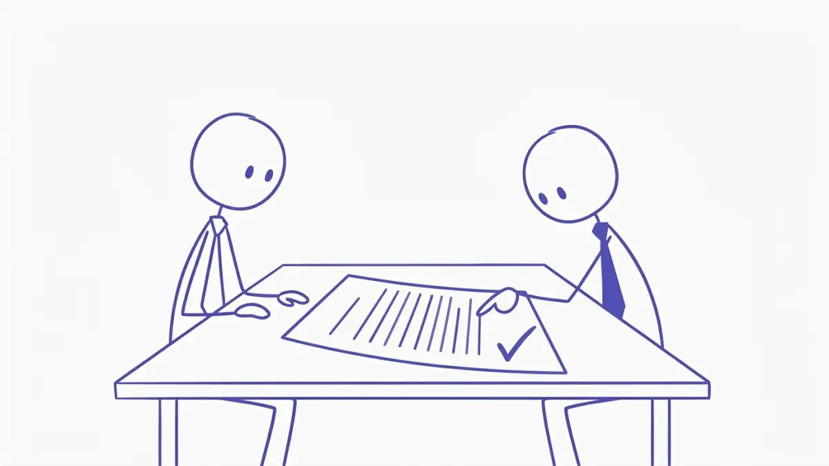 Two people reviewing feedback on a document together