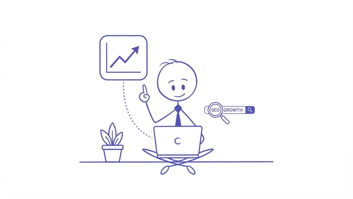 Business owner reviewing SEO data and reports on a laptop